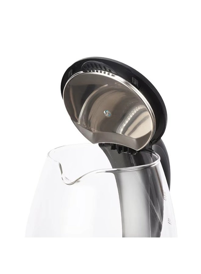 SUKILO غلاية كهربائية زجاجية فاخرة سعة 1.2 لتر – سخان مياه سريع 2200 واط مع مؤشر LED أزرق، إيقاف تلقائي وحماية من الغليان الجاف، إبريق شاي وقهوة زجاجي بوروسيليكات، فضي وأسود - Image 3